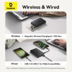 Baseus 10000mAh 22.5W EnerFill FM12 Qi2 Magnetic Power Bank – (Cosmic Black) - Image 3