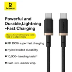 Baseus Dura Series 2 Meter 100W Type-C to Type-C Fast Charging Cable - Image 2